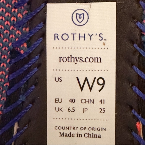 Rothy's Pointed Knit Flats Teal Blue/Neon Stripe Preppy Casual Retired Size 9 - Picture 10 of 15